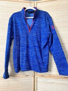 Under Armour Quarter-Zip Blue Space Dye Pullover with Orange Trim